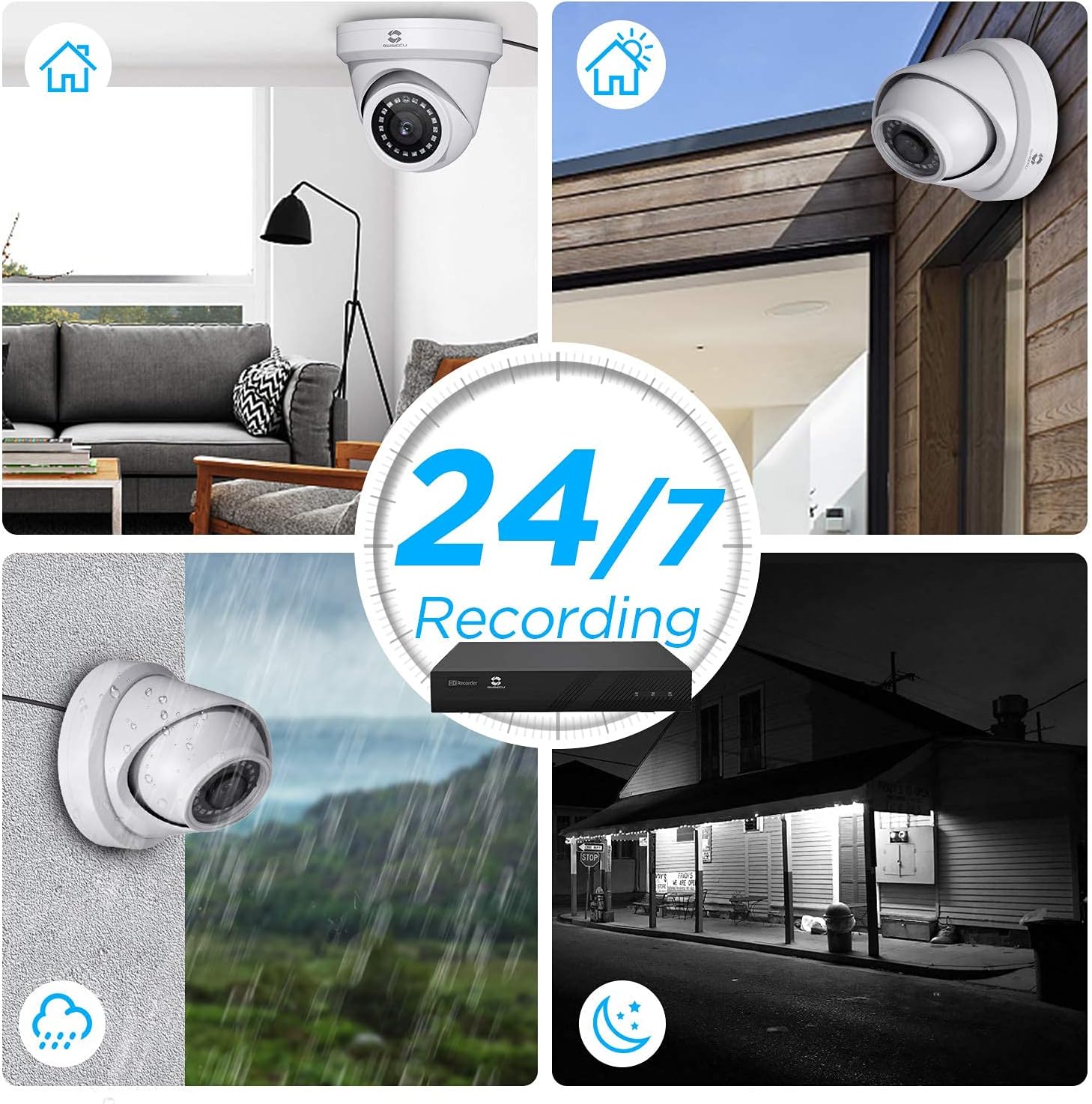 GWSECU 5MP PoE IP Camera with Mic, 1-Way Audio 2.8mm HD Video Surveillance Cam, Smart Human Detection, 100ft Night Vision, Network Security Cameras for Outdoor/Indoor Use