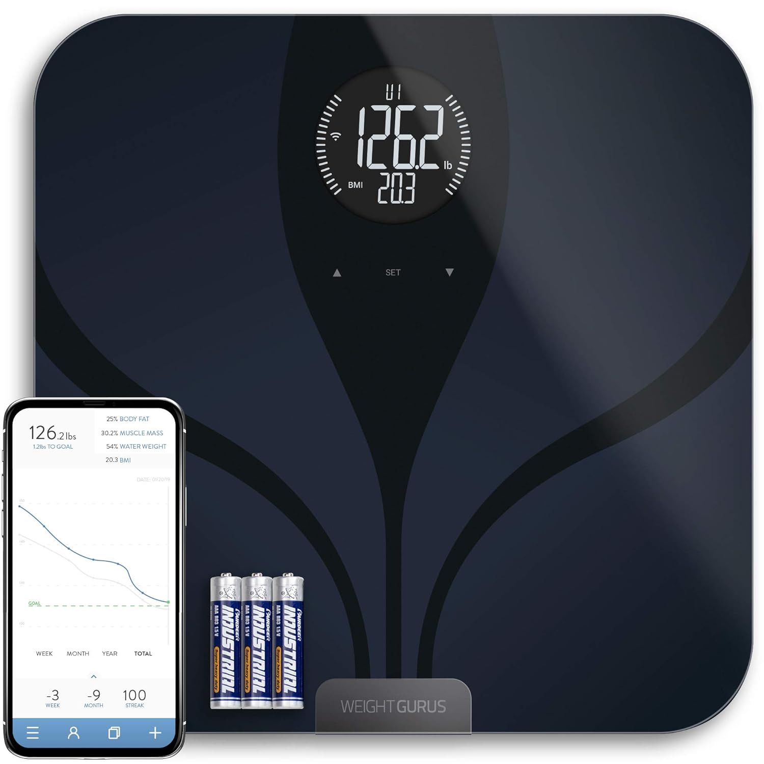 Greater Goods Digital Smart Scale for Body Weight | US-Based Company Powered by Superior Service & Dependable Products | (Black Bluetooth)