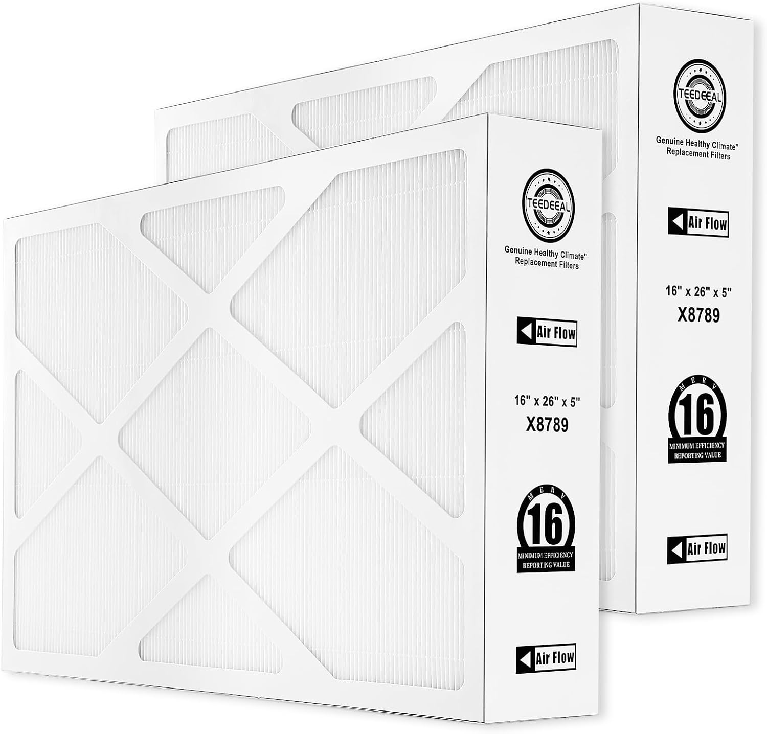 New Upgrade X8789 MERV 16 Filter - 16" x 26" x 5" Compatible With Lennox PureAir PCO16-28 Filter Air Purifier Cleaner - Ideal For Home & Office - 2 Pack