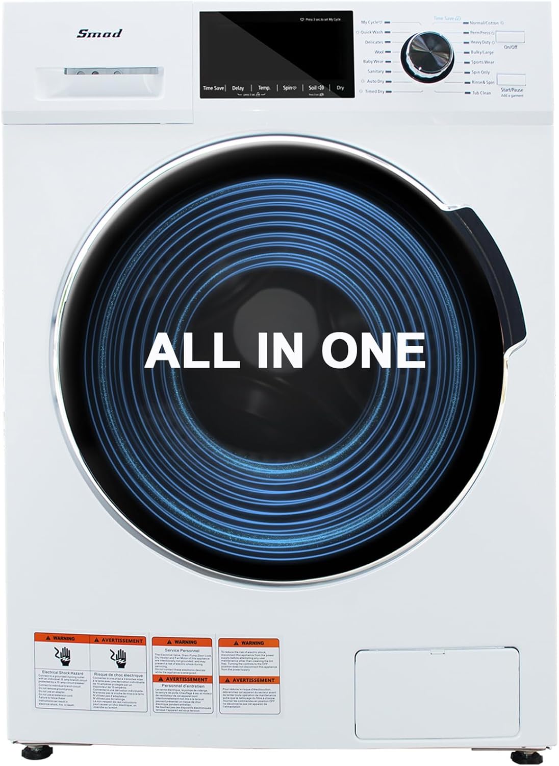 All in One Washer and Dryer Combo,Compact Washer Dryer Combo 24 inch, 2.7 cu.ft. 26 lbs Front Load Washer Dryer in One for Laundry,Apartment,Dorm,Child Lock,LED Display,1400 RPM,16 Cycles