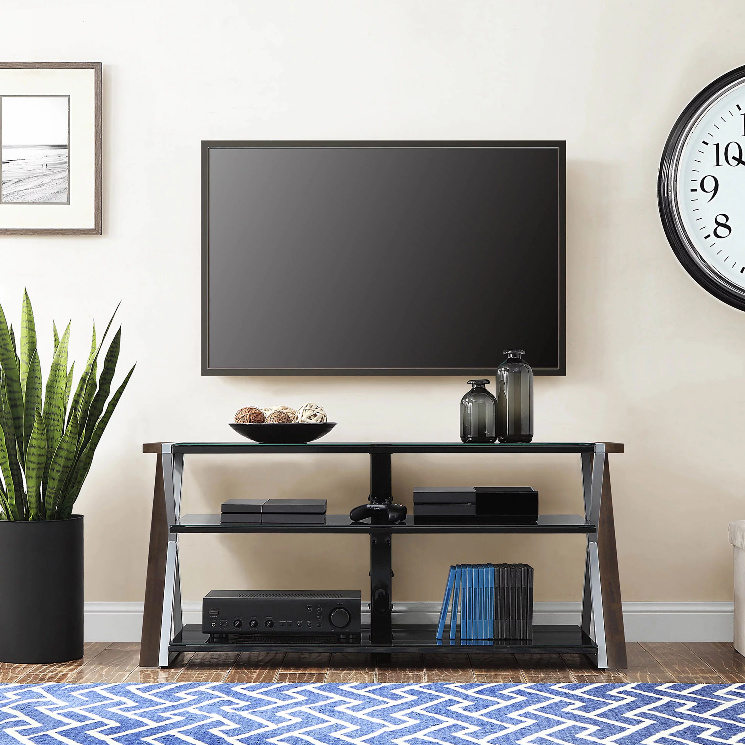 Whalen Xavier 3-in-1 Television Stand for TVs up to 70", Warm Ash