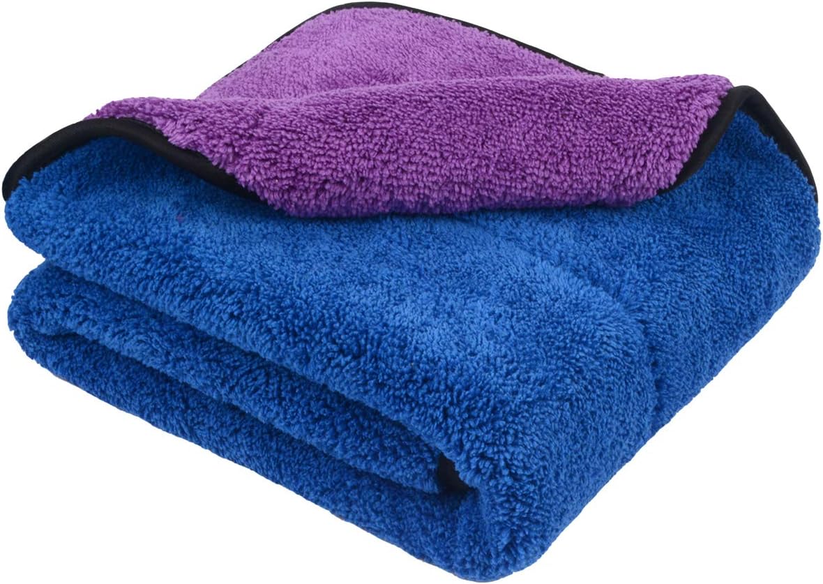SINLAND Microfiber Car Drying Towel,Super Absorbent car Cleaning Towel and Double-Faced Plush, Premium Professional Soft Microfiber Towel (16x16 2 Pack)