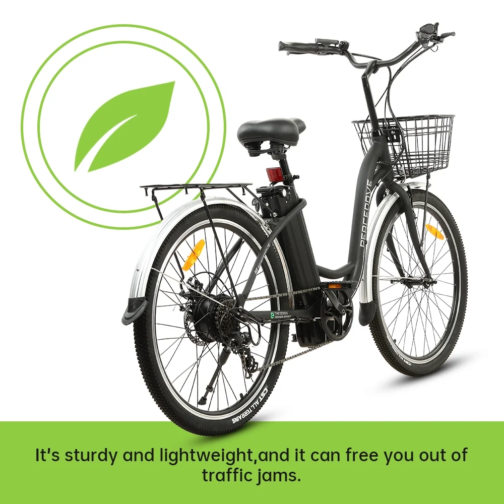 ECOTRIC Electric City 350 W Motor Cruiser Bicycle 26" 20 MPH Cityscape with Basket Removable Lithium Battery Step Through E-bike Commute for Adult Female Male Pedal Assist A-E516646