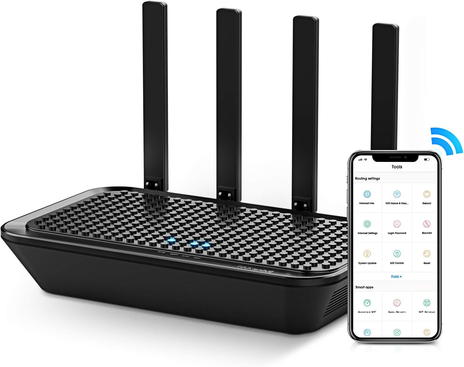 rockspace AC2100 WiFi Router-Dual-Band Smart Wi-Fi Router Upgrades to 2033 Mbps(5G) High-speed, Features MU-MIMO, 4 Gigabit LAN Ports, ONE SSID, Parental Control, Lifetime Internet Security for Gaming Pack of 2