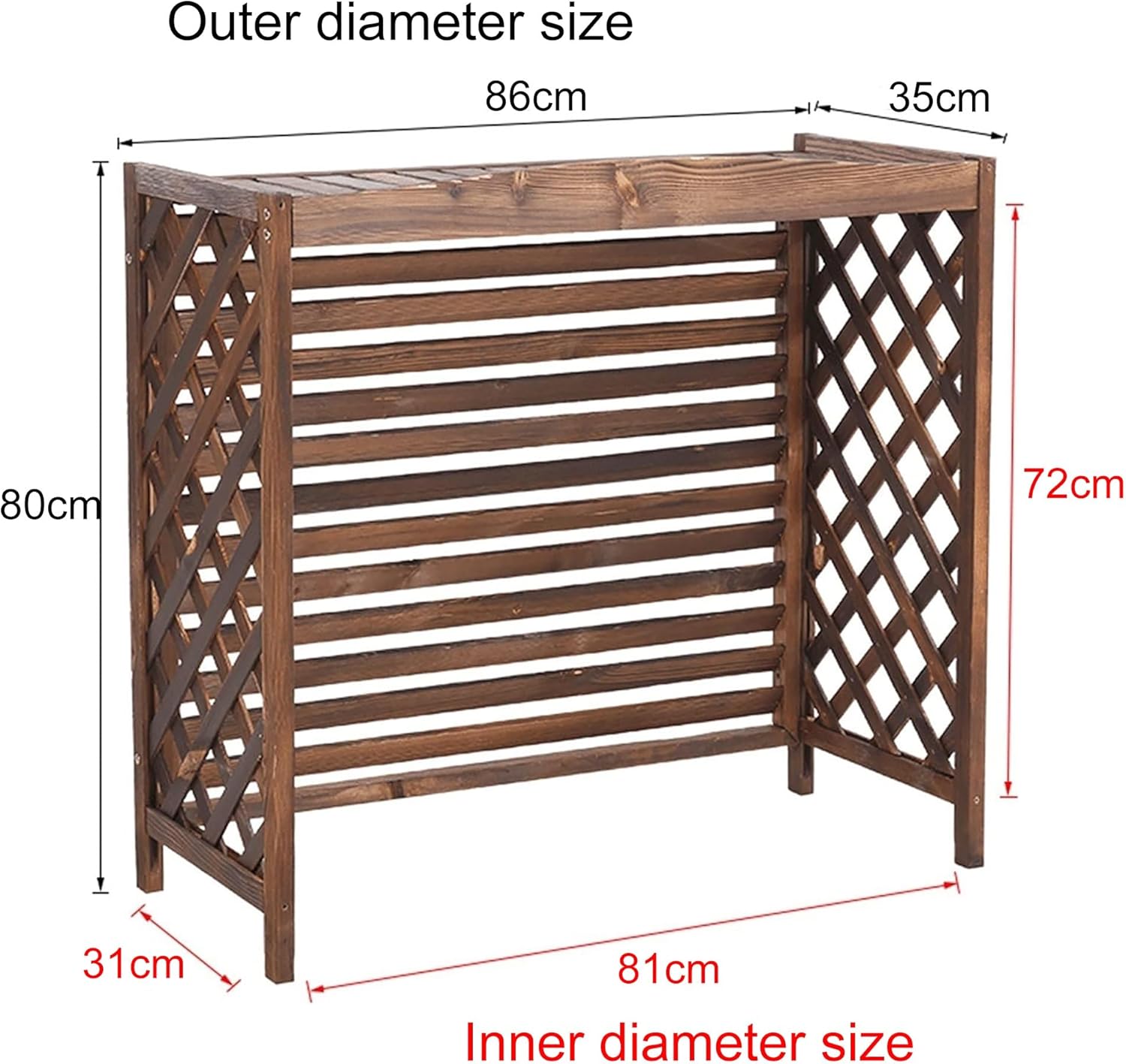 Ac fence for outside unit, Air Conditioner Privacy Fence Screen Outdoor, Outdoor unit mini split air conditioner cover, air conditioner fence 3 panel, Free Standing Plant Stand(Size:86*35*80cm)