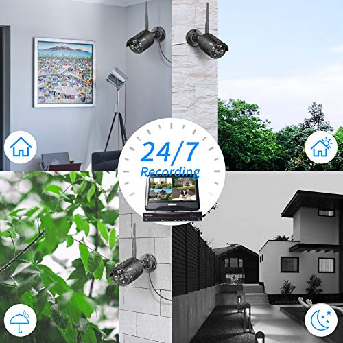 [Wireless Pro, 100ft Range] Hiseeu Wireless Security Camera System, Expandable 16CH 4K NVR, 4Pcs 3MP Night Vision WiFi Cameras Home Surveillance Outdoor, Motion Detection, 1TB HDD, One-Way Audio