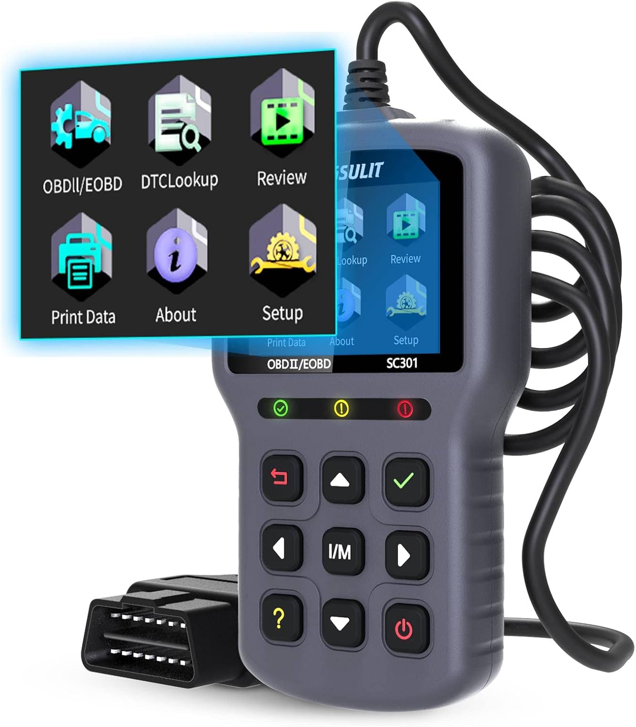 OBD2 Scanner CGSULIT SC301 Car Check Engine Light Code Reader with Reset Full OBDII Functions Universal Vehicle Diagnostic Scan Tool for Smog Check, Live Data, DTC Lookup, On-Board Monitor Test, Grey Pack of 2