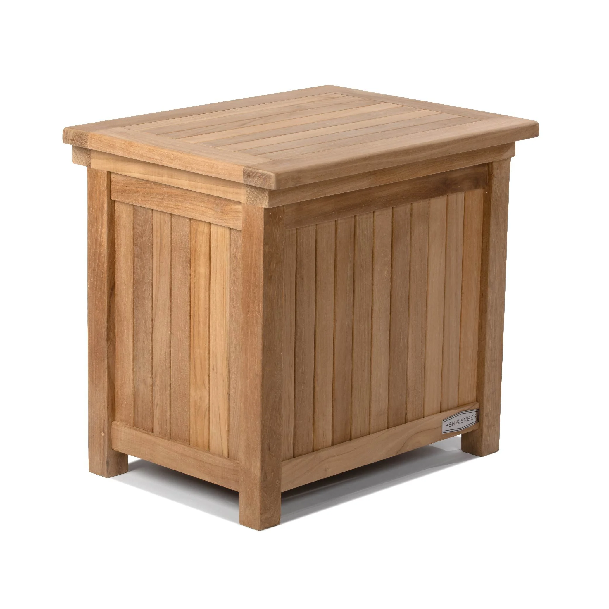 Ash & Ember Acadia Grade A Teak Ice Chest, 36 Quart Drop-In Ice Cooler, Weather Resistant Indoor Outdoor Patio Bar Furniture, Multifunctional Decorative Beverage Holder, Cocktail Side Table