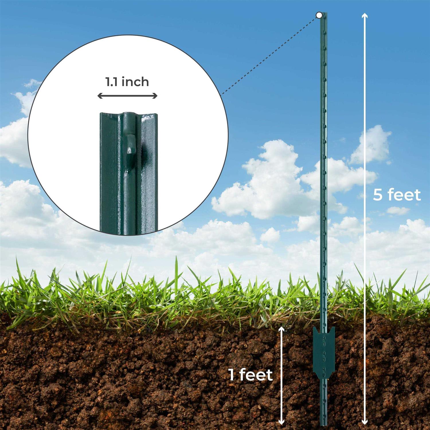 VASGOR Sturdy Duty Metal Fence Post Garden U Post for Fencing - Shop Hardware Tools Online Store