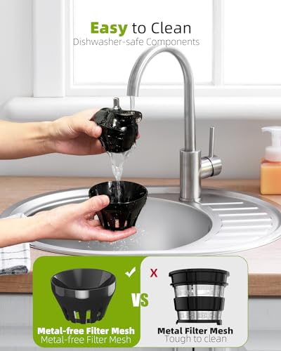 Juicer Machines, TUUMIIST Cold Press Juicer with Large Feed Chute Fit Whole Vegetable And Fruit
