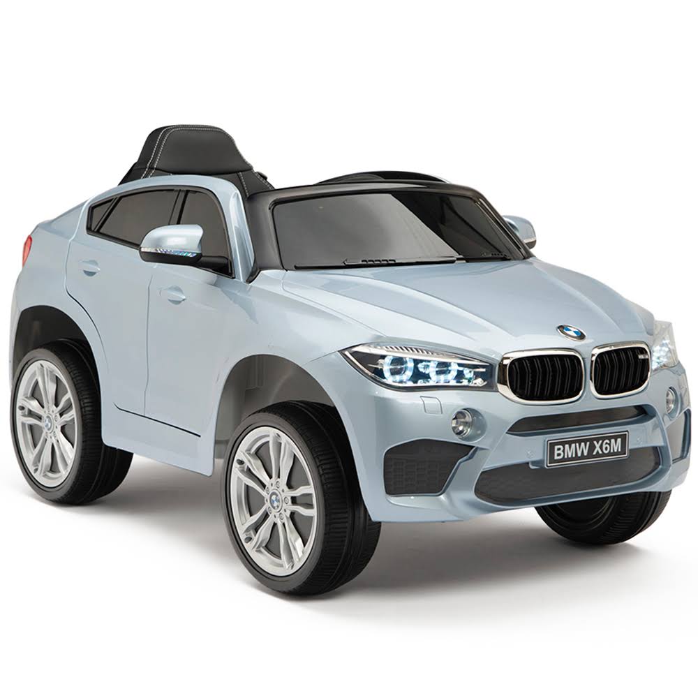 Ride on BMW X6 - Battery Operated Car for Kids + Remote - Silver/Blue