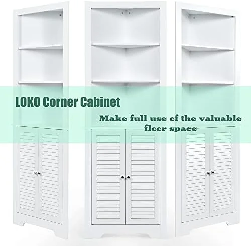 KHBIULIFE Corner  Cabinet  Corner Hutch Cabinet with Shutter Doors and Adjustable  for Bathroom  Living Room  Dining Room or Kitchen  23.5 x 11 x 68 inches (Espresso)