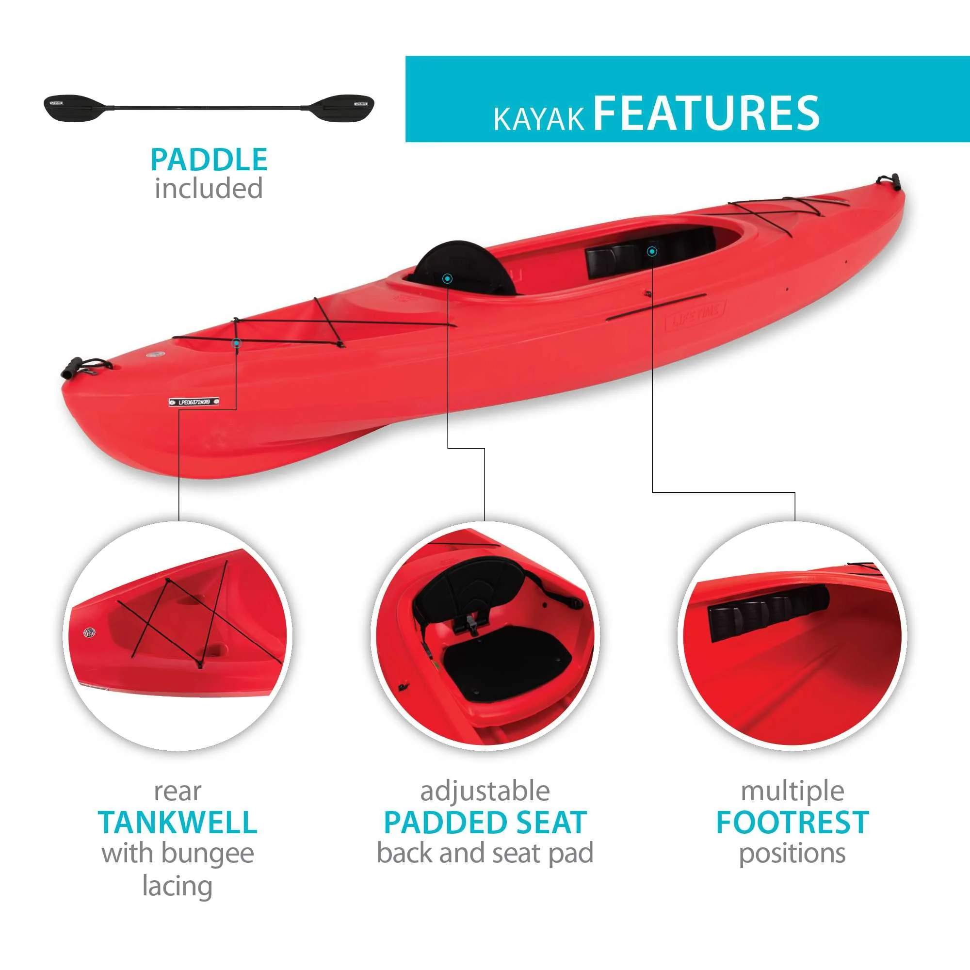 Lifetime Charger 10 ft Sit-Inside Kayak, Fire Red (90963)