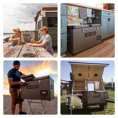 ICECO VL65 Quart Series Dual Zone Portable Refrigerator with SECOP Compressor, 65 Liters Deep Freezer, DC 12/24V, AC 110-240V, 0℉ to 50℉, Home & Car Use