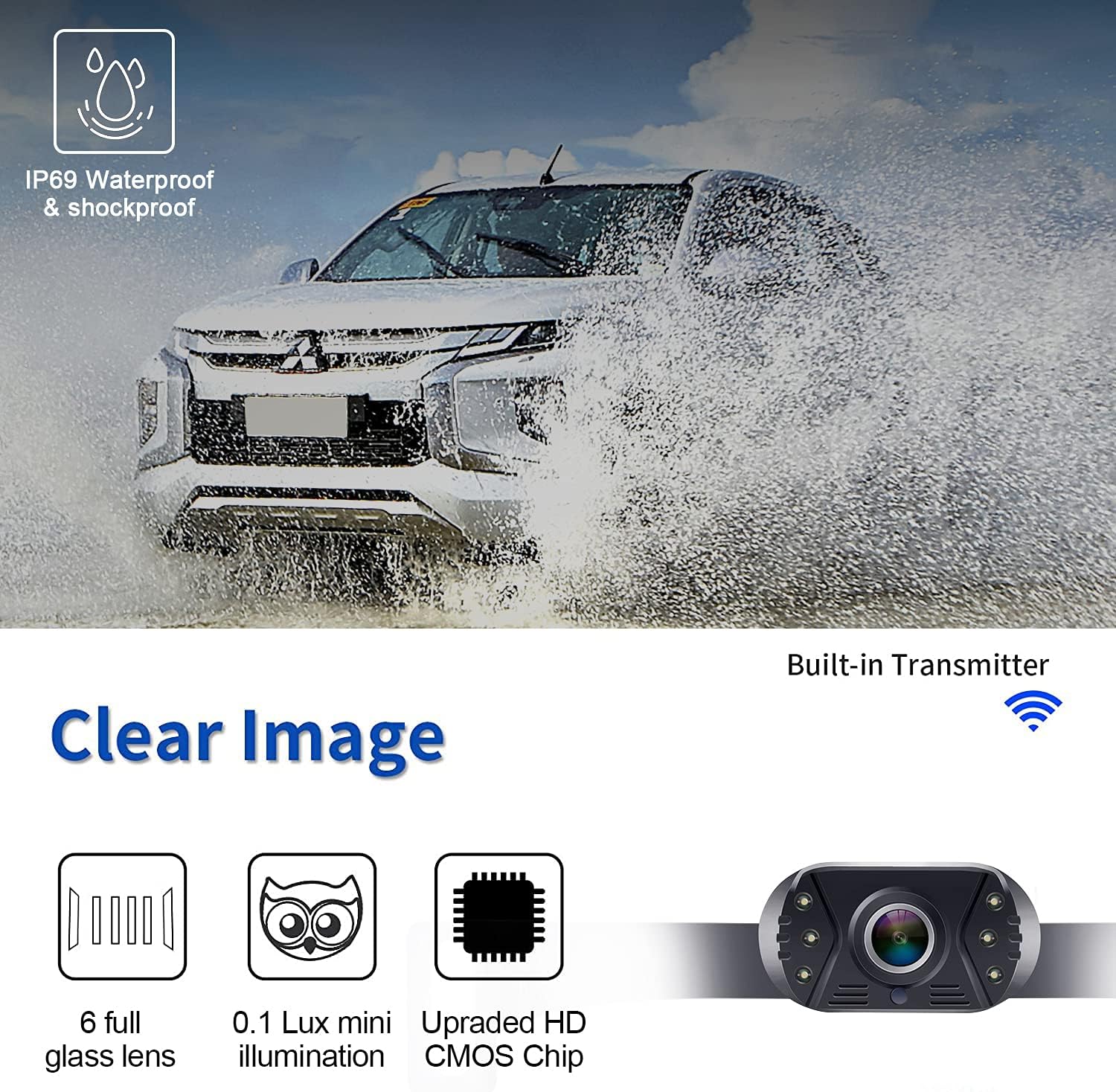 Wireless Backup Camera for Car,Truck,SUV,Sedan,HD 1080P Bluetooth Backup Camera with 5 Inch Split Screen System Support Add Second Wireless Camera for DIY Installation LeeKooLuu LK2