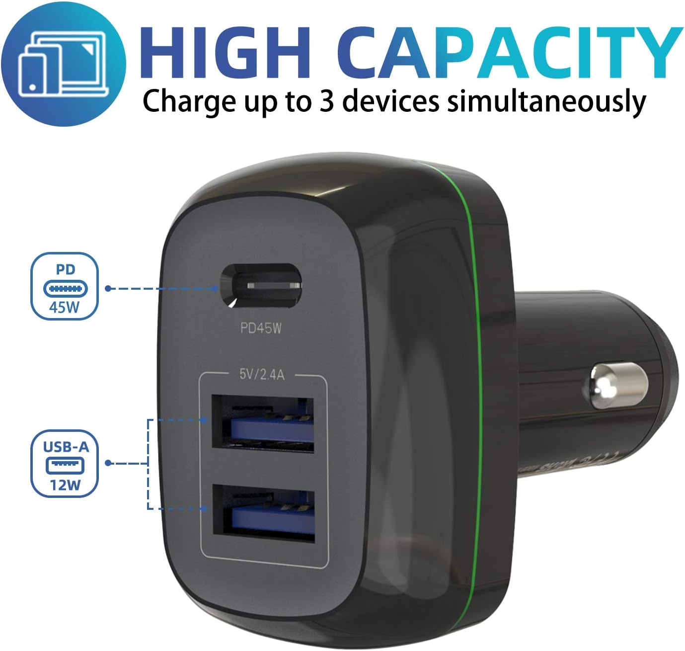 Surface Pro Car Charger Surface Laptop Car Charger, USB C Car Charger Compatible with Surface Pro 8/X/7/6/5/4/3, Surface Laptop Go/4/3/2/1, Surface Book/Go 3/2/1, Dual USB Port for iPad, Phone, Switch