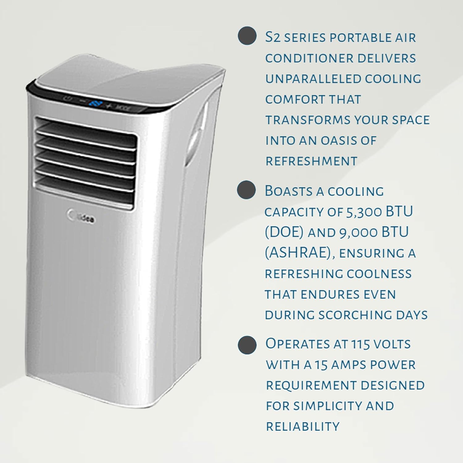 S2 Series 5,000 BTU Portable Air Conditioner Corded Electric Cooling Fan Unit with Window Exhaust Kit for Home and Office Room Use