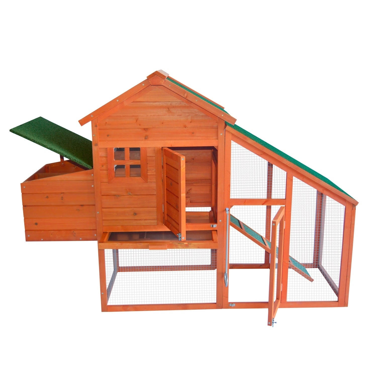 Kinpaw Large Chicken Coop, Wooden Hen House, Customizable Poultry Cage for Small Animals, Bunny Hutch w/ Outdoor Runs - 1pc-outd