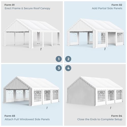 GREEN PARTY 20x40FT Party Tent Heavy Duty, Large Wedding Event Shelters with 7 Carry Bags & Removable Sidewalls, Outdoor Canopy Gazebo Commercial Tents for Parties Carport Camping Garden Patio