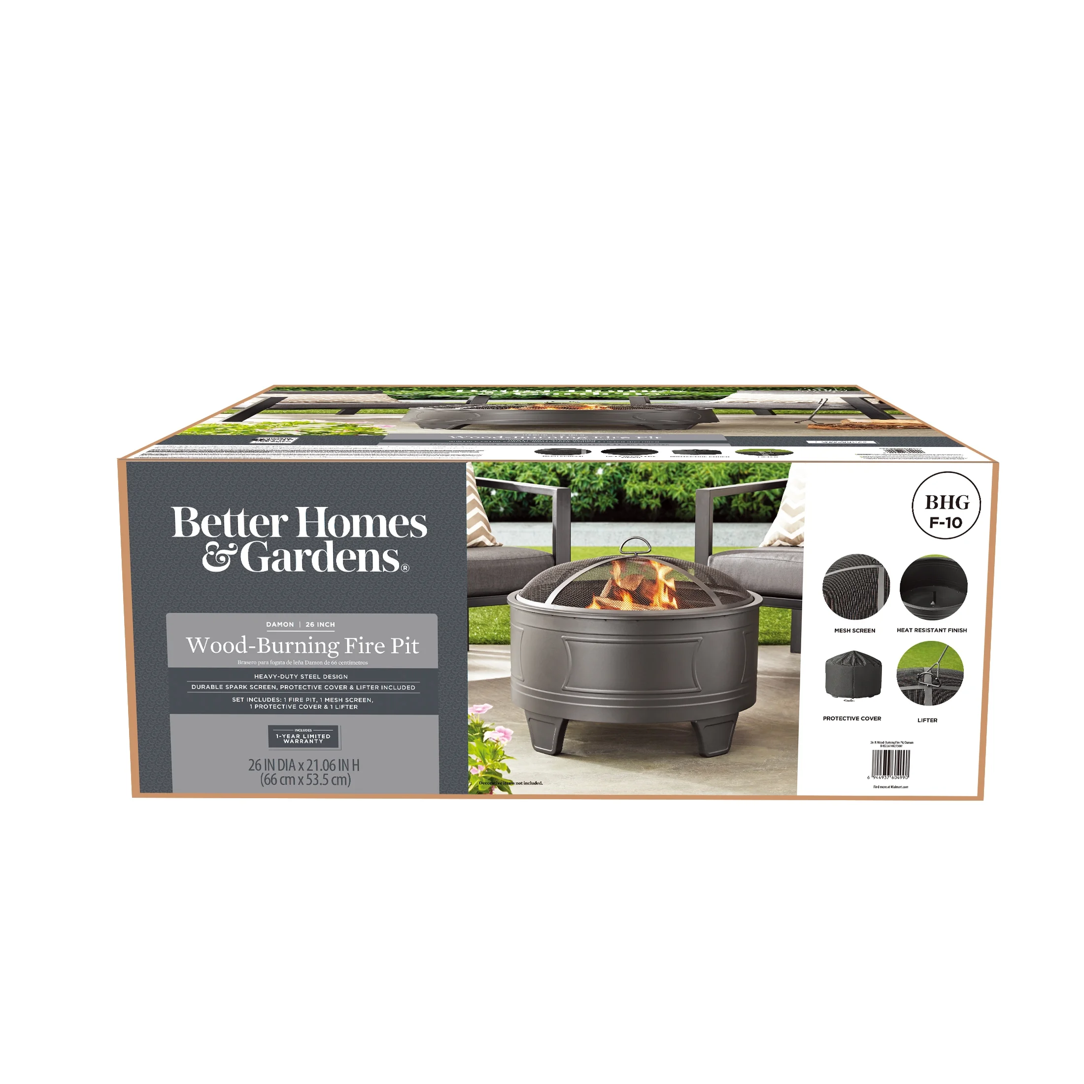 Better Homes & Gardens 26 Damon Deep Bowl Wood Burning Steel Fire Pit