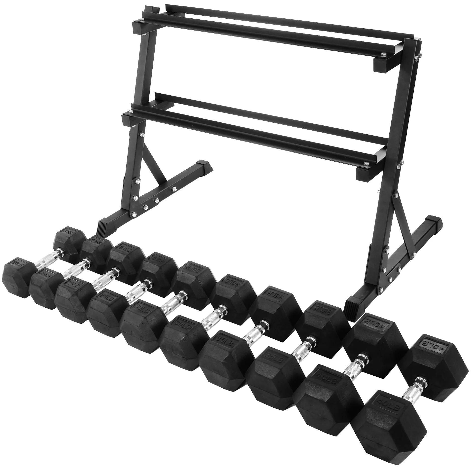 BalanceFrom 150 LB Dumbbell Set with A-Frame Rack, Pair of 5, 10, 15, 20, 25 LB