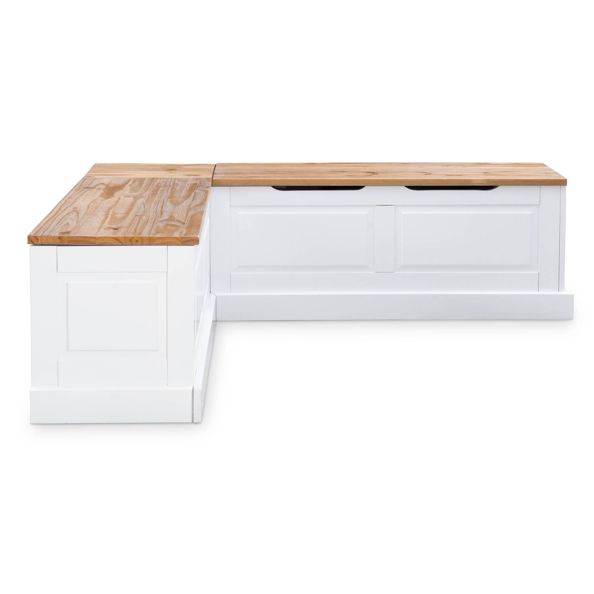 Linon Tobin Backless Corner Breakfast NOOK with Table and Storage, SEATS 4, Natural Finish