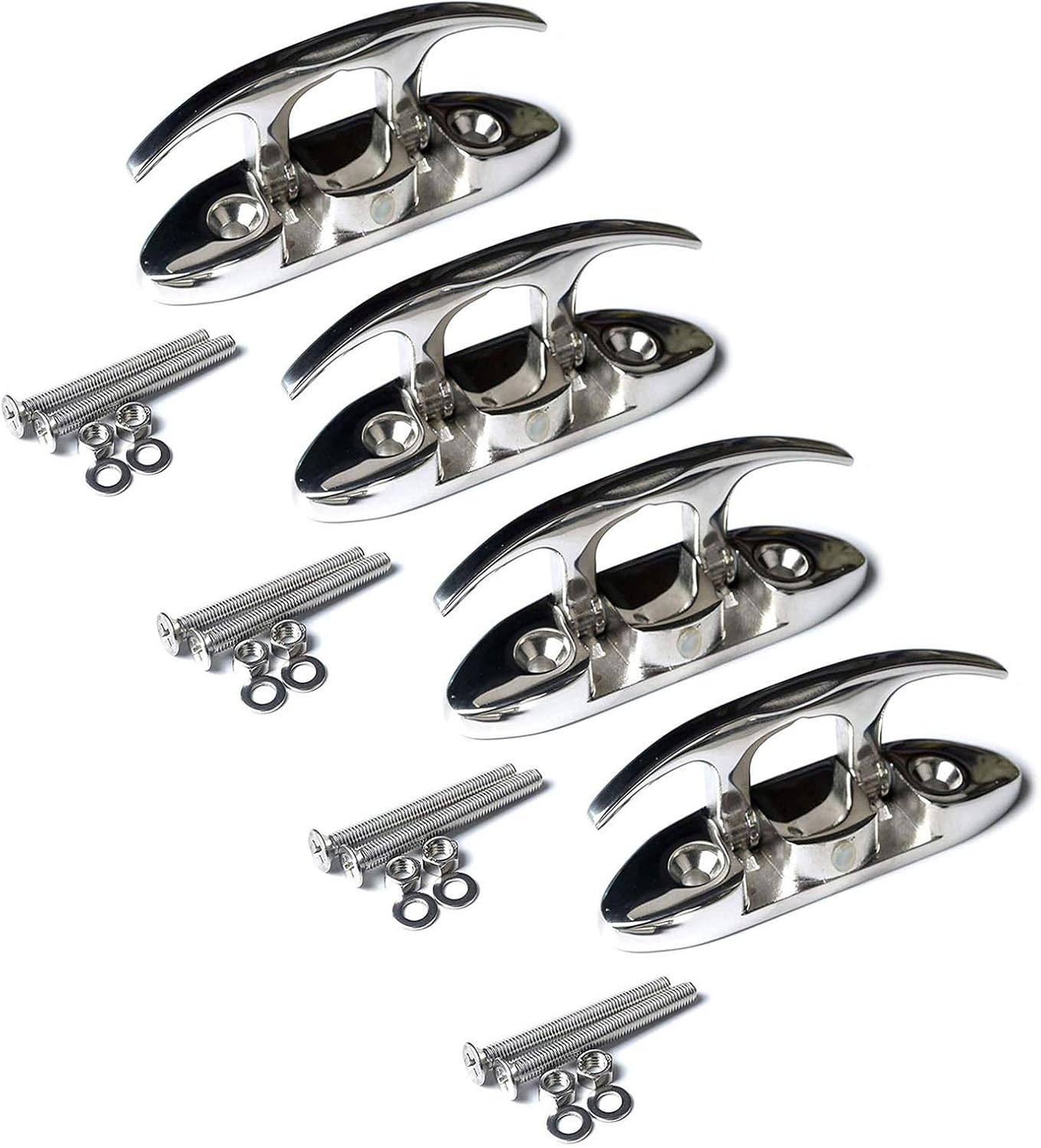 MX 4-1/2" Folding Cleat,316 Stainless Steel Boat Dock Flip Up Cleat with Fastener Pack of 4 Pack of 2
