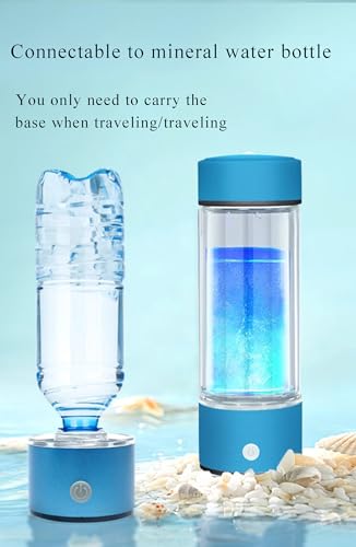 Hydrogen Water Generator, Up to 6000 PPB, SPE/PEM WaterIonizer, 420ML, 99.99% Molecular Hydrogen Water Bottle, Hydrogen Inhalation Machine, for Home Office Travel.