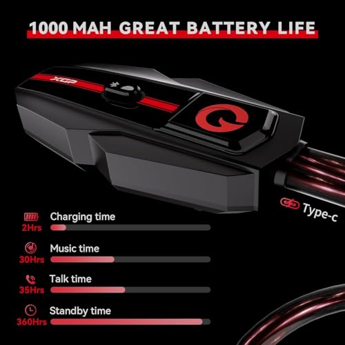 Motorcycle Bluetooth Headset V5.2 with Music Sharing, 2-Way Motorcycle Helmet Bluetooth with IP67 Waterproof, Motorcycle Communication Systems with Hi-FI Speakers for ATV/Snowmobile/Ski, 2 Pack