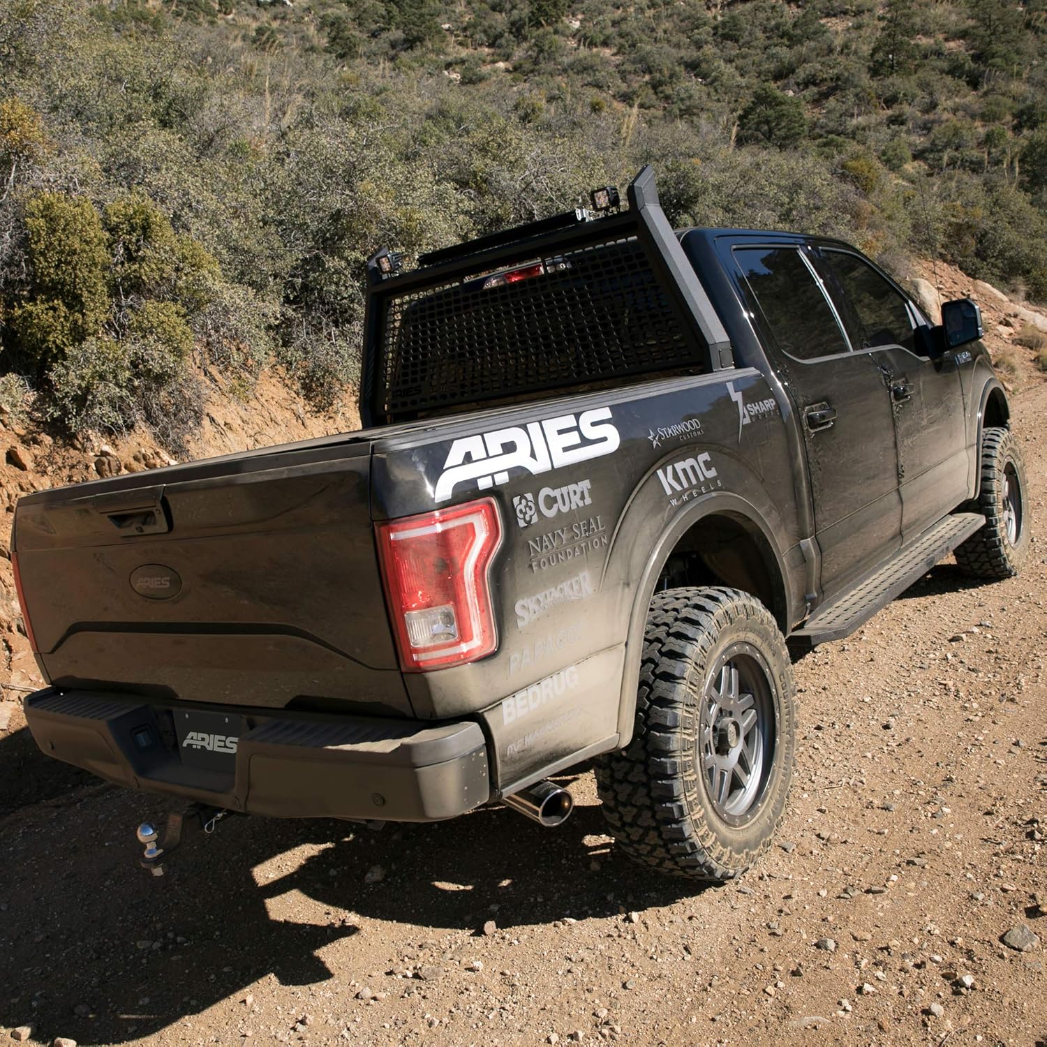 ARIES 1110102 AdvantEDGE Black Aluminum Truck Headache Rack Cab Protector, Select Ford F-150