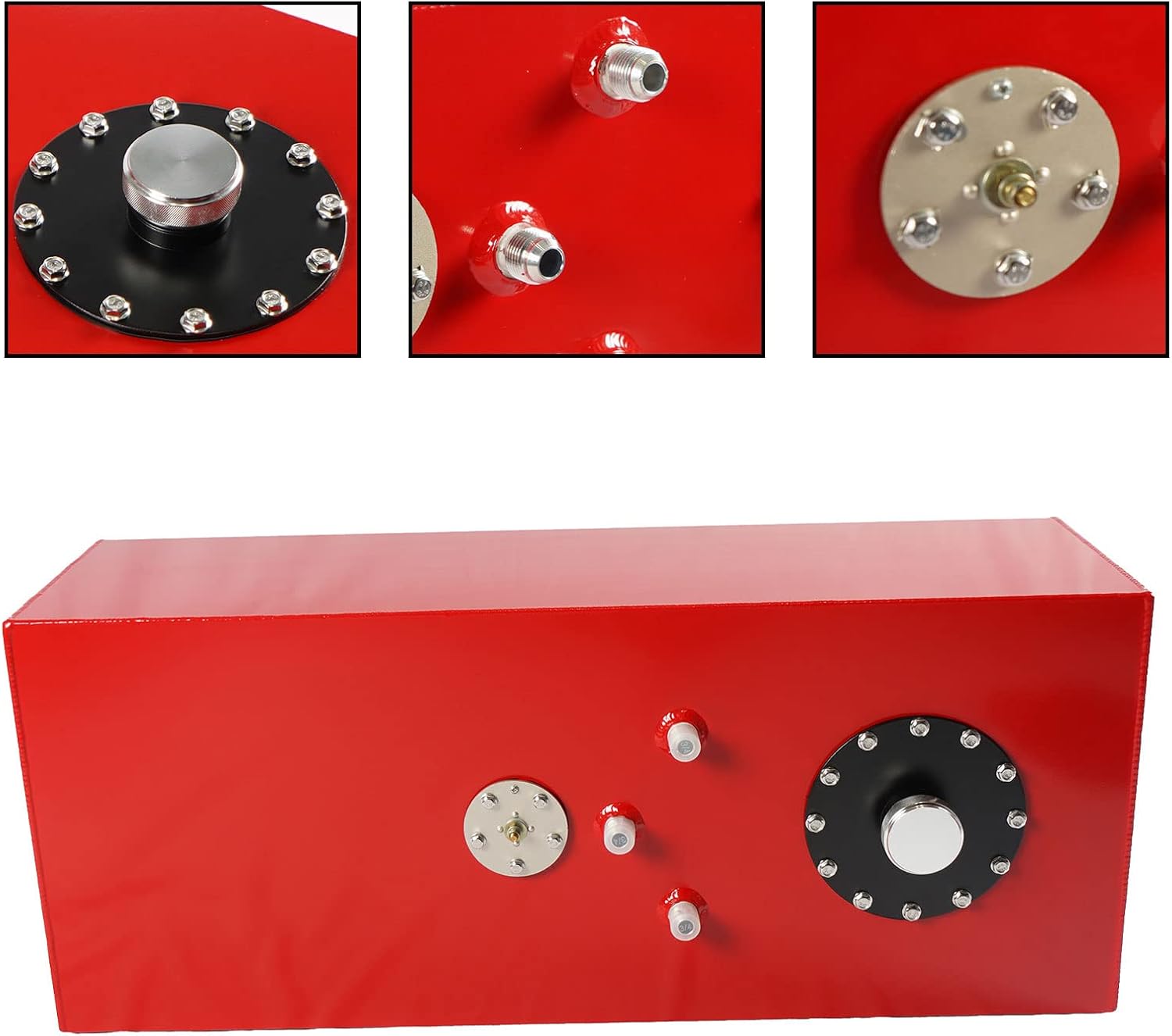 Universal 15 Gallon 57L Fuel Cell Tank Aluminum with Cap and Level Sender Polished Red