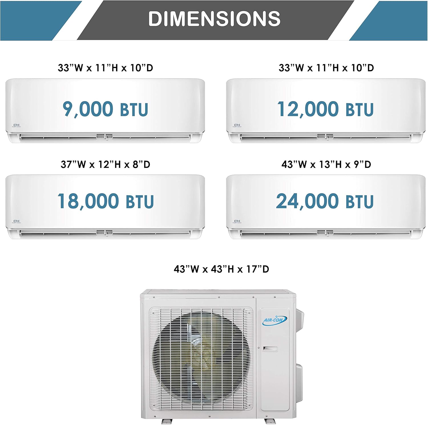 2 Zone Mini Split - 18000 + 24000 Ductless Air Conditioner - Pre-Charged Dual Zone Mini Split - Includes Two Free 25' Linesets - Premium Quality - USA Parts & Awesome Support