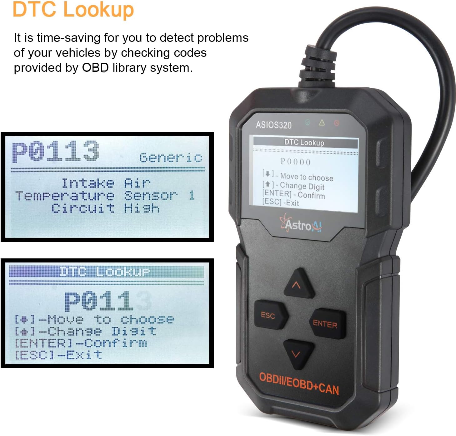 AstroAI OBD2 Scanner, OS320 OBD II Auto Check Engine Code Reader Car Diagnostic Tool Automotive Vehicle Scanner, Black Pack of 2