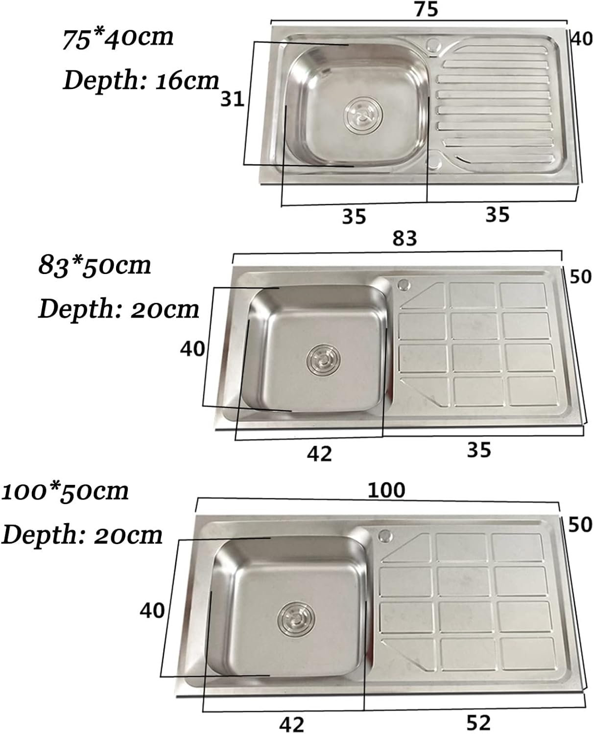 Stainless Steel Utility Sink, Single Bowl Commercial Kitchen Sink with Drainer Shelves, Restaurant Stand Sink for Garage, Laundry Room - Washing Hand Basin W/Workbench
