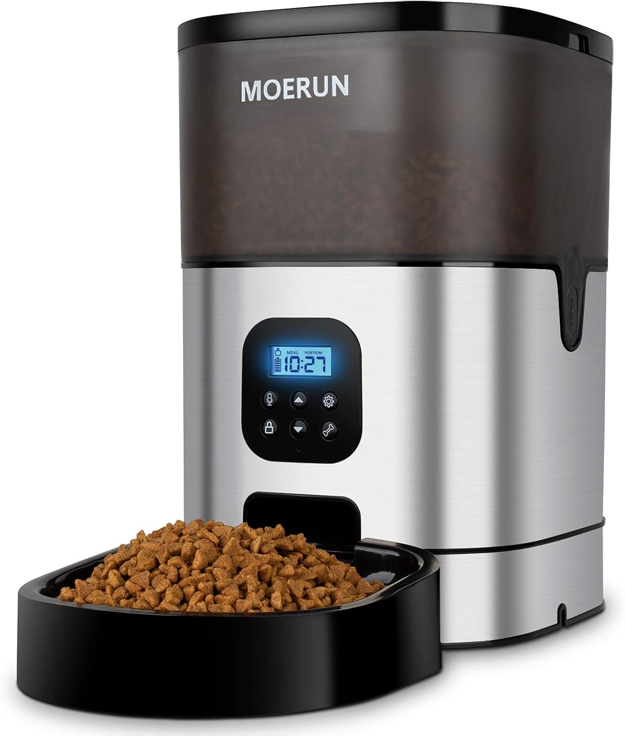 Automatic Cat Feeder,MOERUN 6L Cat Food Dispenser with APP Control,2.4G Wi-Fi Enabled,Smart Pet Feeder with Portion Control,20s Voice Recorder,Dual Power Supply for Small and Medium Pets