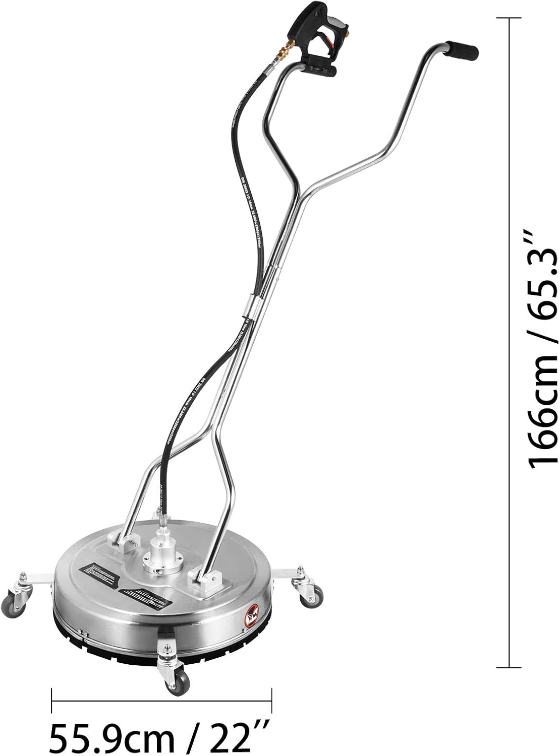 Happybuy Surface Cleaner 18 inch Flat Surface Cleaner for Pressure Washer 4000psi Pressure with 3/8 Quick Connector Surface Cleaner W/ Casters 10.5GPM Stainless Steel Rotating Rod & 3 Nozzle for Patio