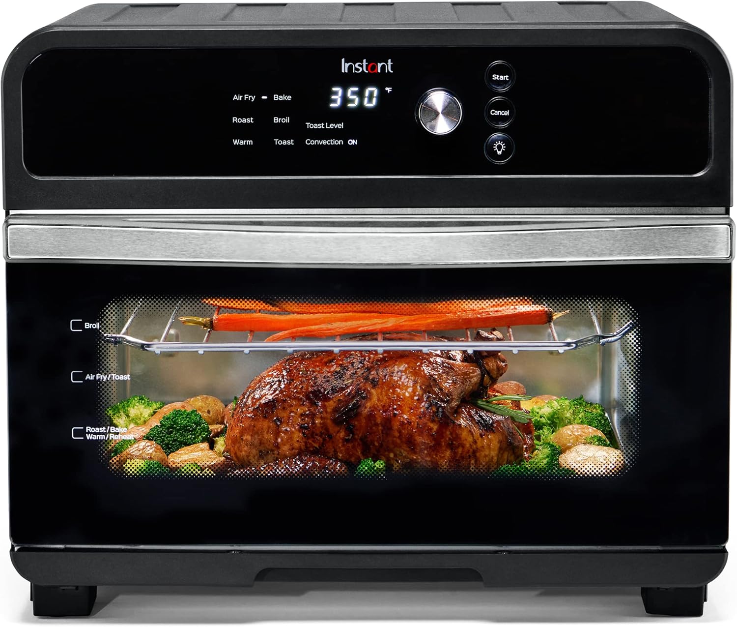 Instant Omni 19QT/18L Toaster Oven Air Fryer, 7-in-1 Functions, Fits 12" Pizza, Crisps, Broils, Bakes, Roasts, Toasts, Warms, Convection, 100+ In-App Recipes, from the Makers of Instant Pot, Black