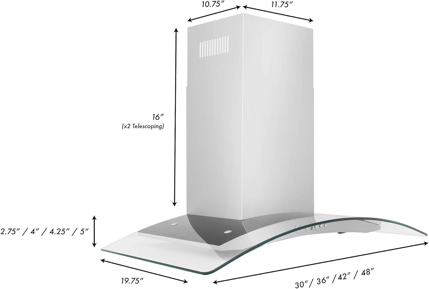 ZLINE 48" Convertible Vent Wall Mount Range Hood in Stainless Steel & Glass (KN4-48)