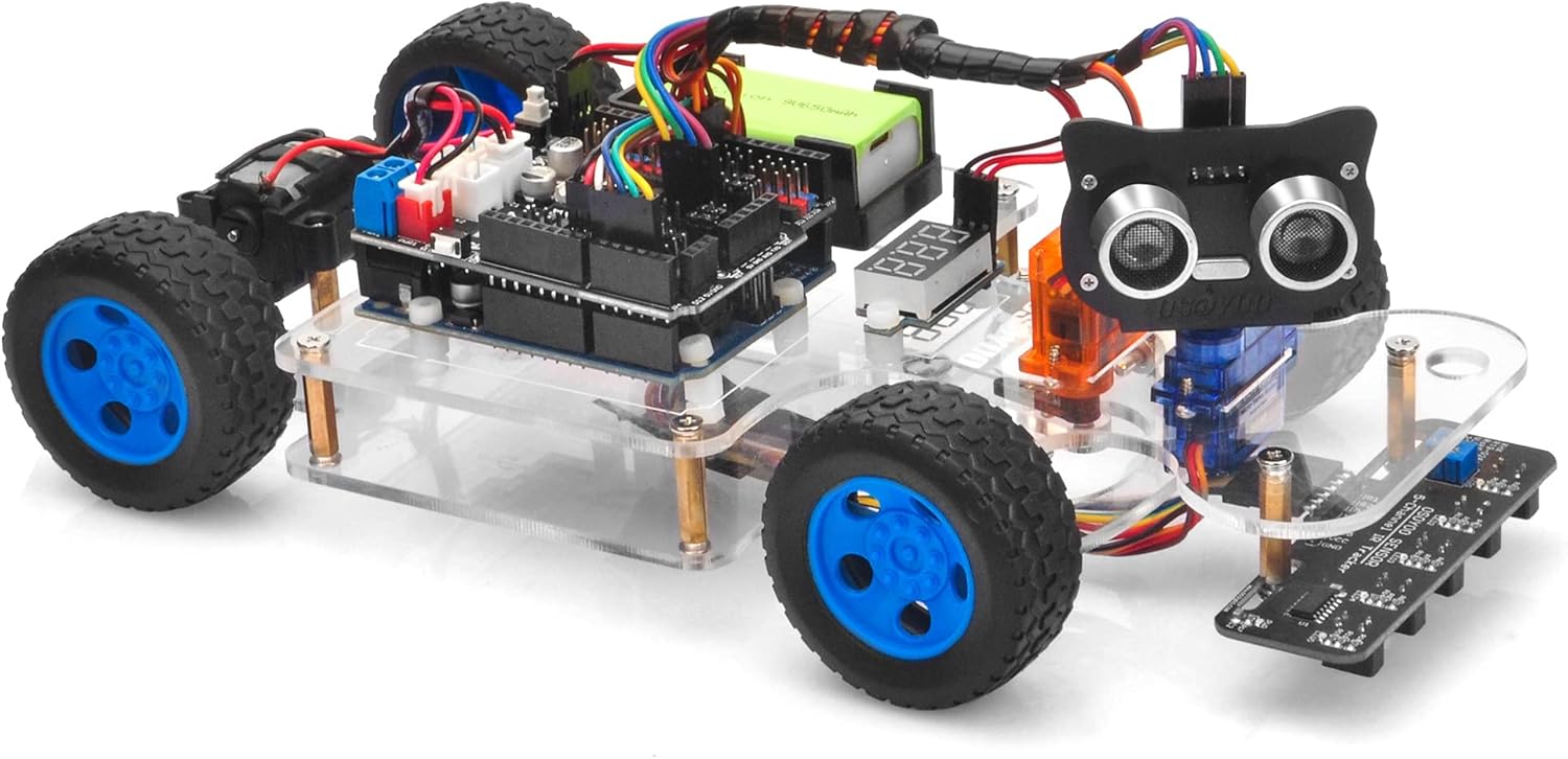 OSOYOO Robot Rc Smart Car DIY Kit to Build for Adults Teens with Servo Power Steering Motor, WiFi, Bluetooth, Code Programmable Compatible with Arduino UNO