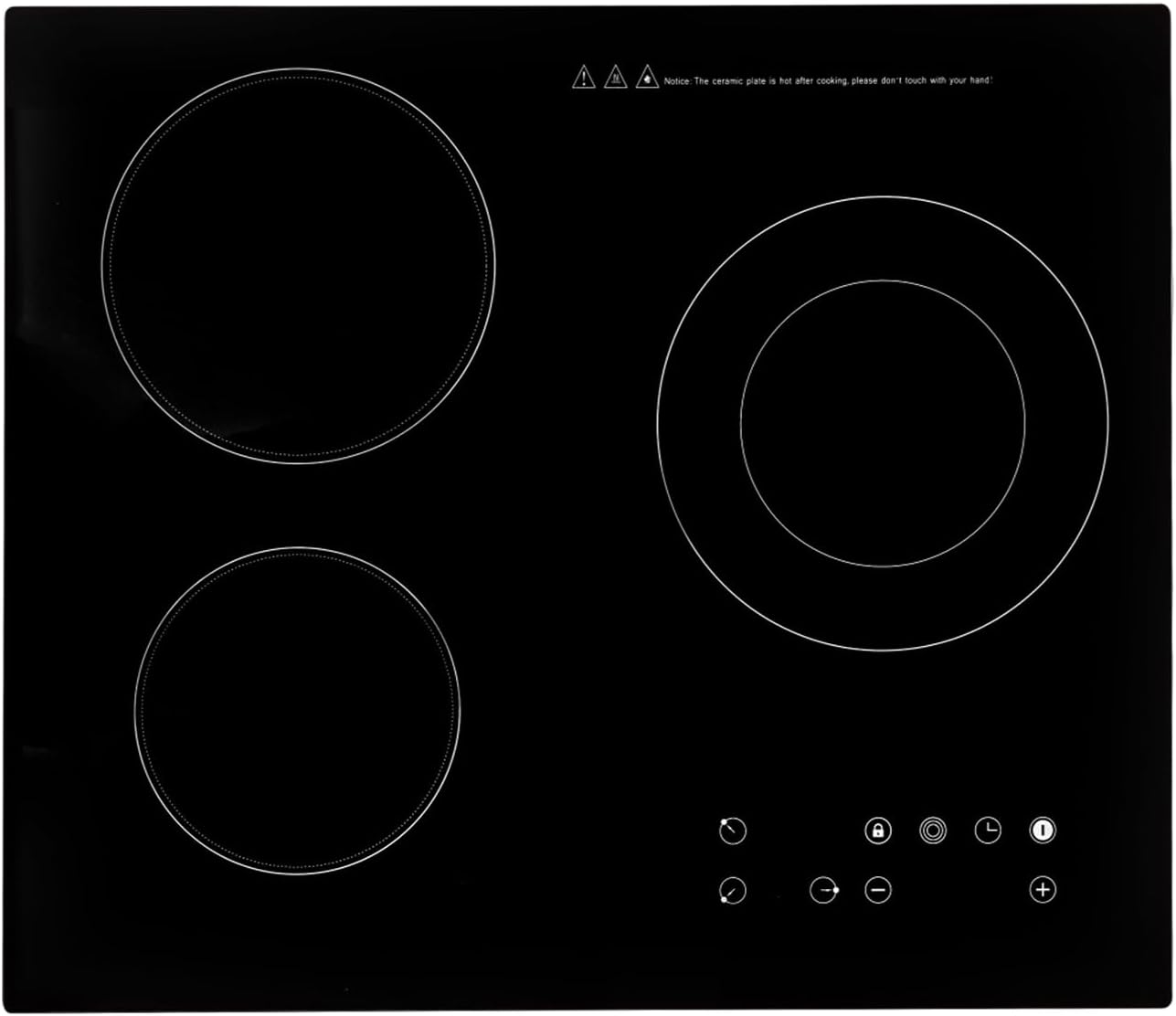 2600W 110V 3 Burners Portable Infrared Cooker Sensor Touch Control Electric Ceramic Cooktop 9 Heating Level Radiant Electric Stove Top with Timer Child Safety Lock (no plug)