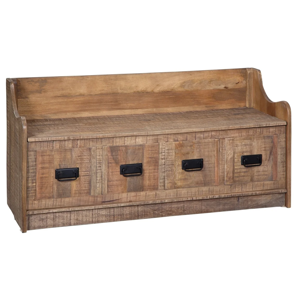 48 Inches Lift Top Storage Bench with Fake Drawer Design Brown- Saltoro Sherpi - Curated Treasures Market