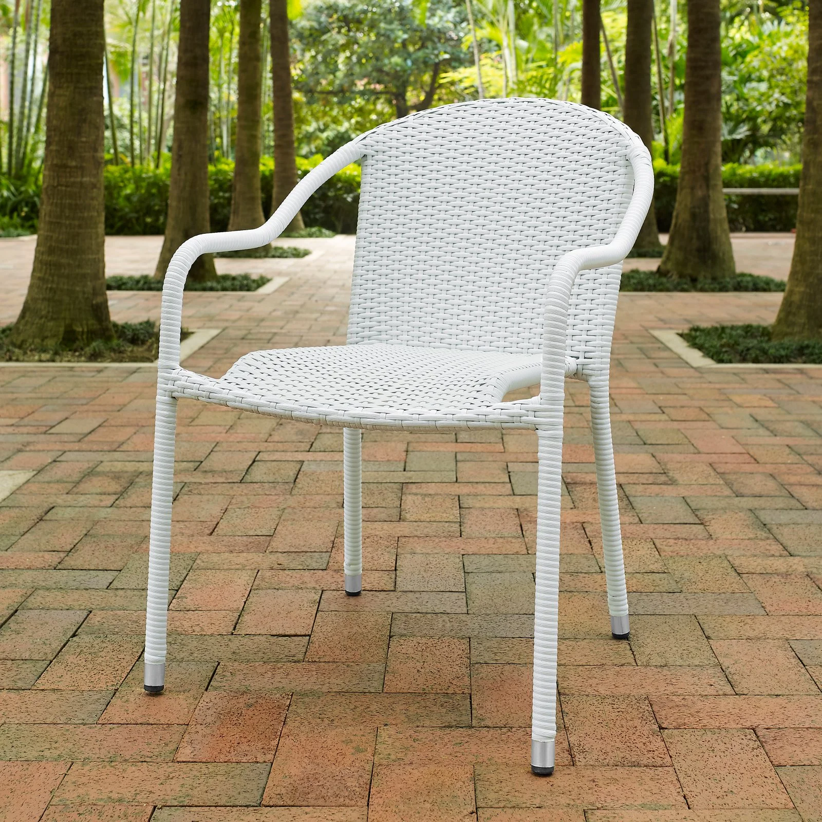 Crosley Furniture Palm Harbor 4-Piece Stackable Outdoor Chair Set, Wicker Patio Chairs for Dining, Porch