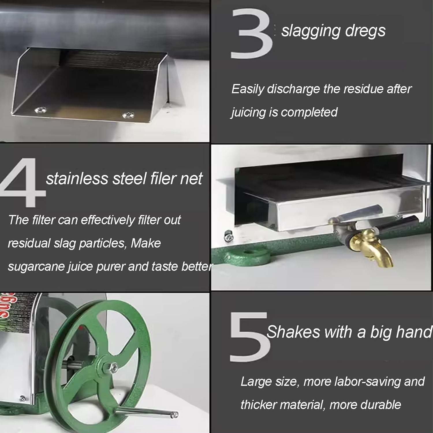 Manual Sugarcane Juice Machine, Hand Crank Sugarcane Juicer with Handwheel, Efficient Juicing 110 Lbs Output Per Hour, Suitable for Fruit Stores Cold Drink Stores Restaurants and Hotels