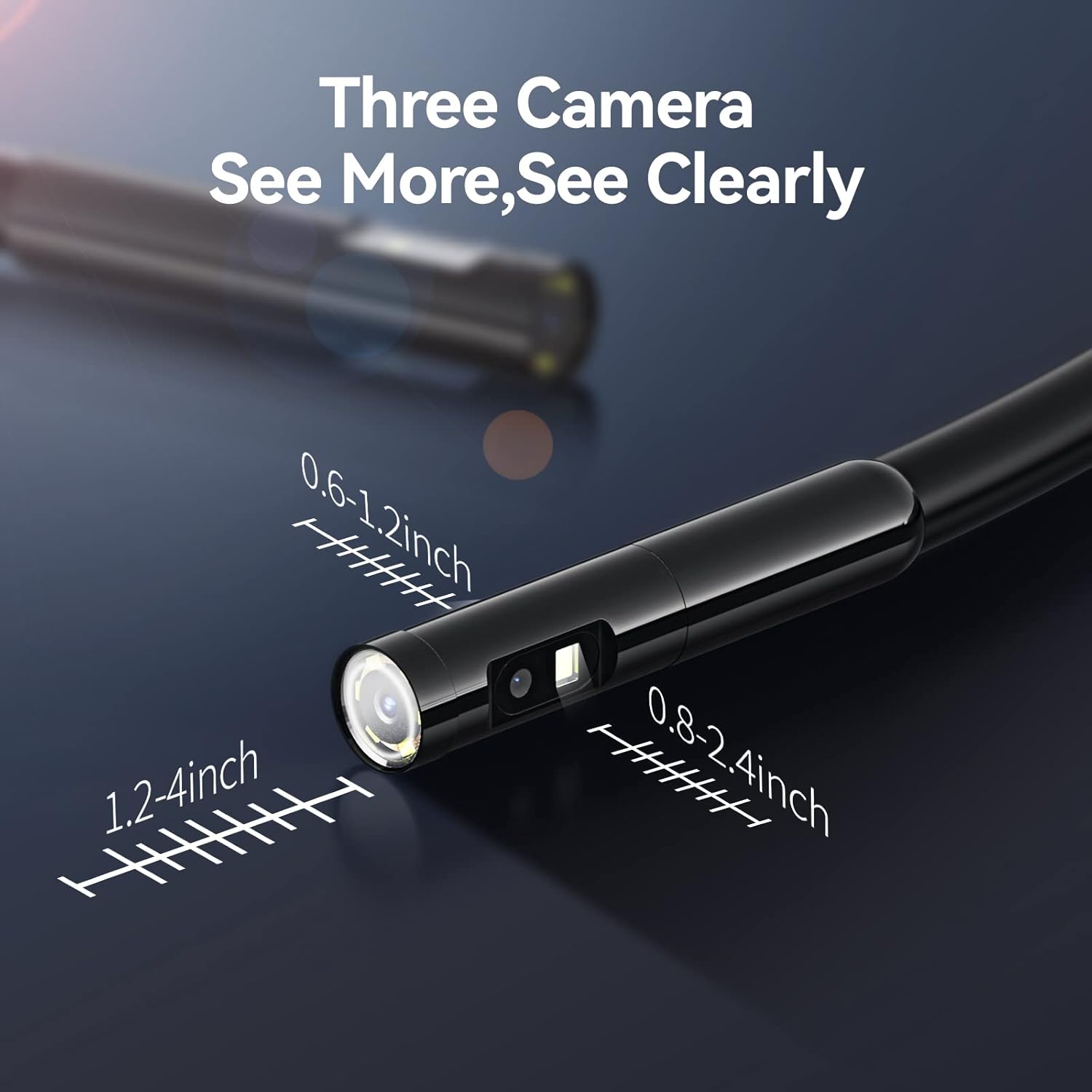Triple Lens Endoscope, Teslong NTS500 Industrial Borescope Inspection Camera with 5inch 720P HD Screen, Automotive Snake Scope Camera Probe with Light, Home Waterproof Sewer Fiber Optic Camera(16.5ft)