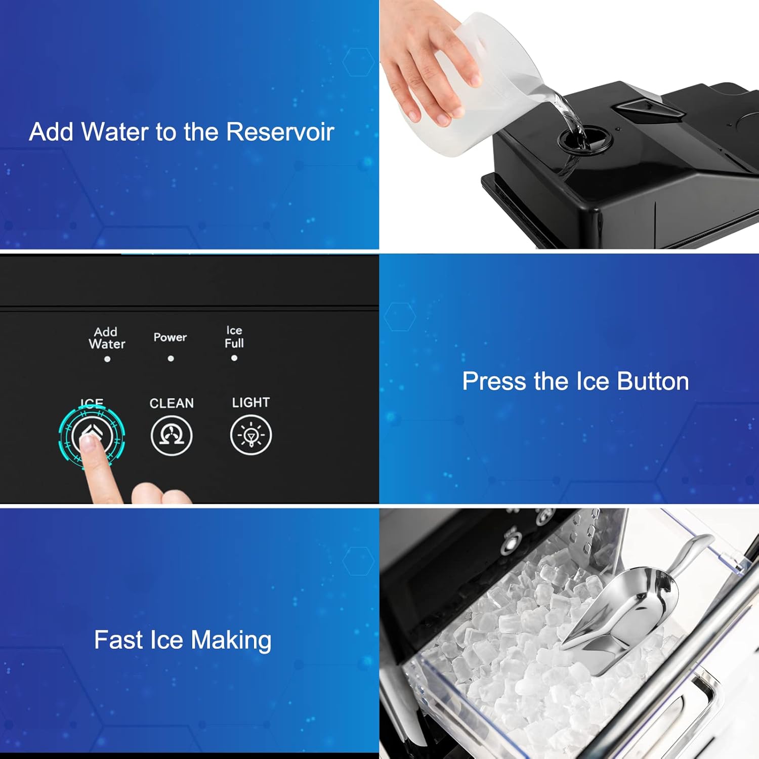 COSTWAY Nugget Ice Machine, 44 LBS Per Day, Built in Self-Cleaning Function, Intelligent Control Panel, Compressor, Include Ice Scoop, Portable and Compact Countertop Ice Maker for Party, Kitchen