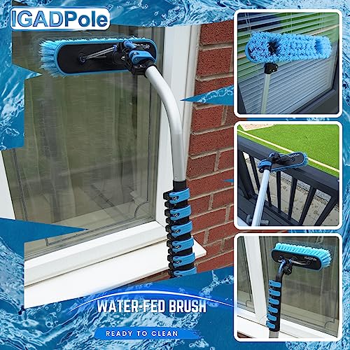 IGADPole 17 FT (5m) Window Cleaning Kit, Window Washing Cleaner Equipment Kit – Squeegee, Scrubber, Soap Despencer & Water Brush Cleaner Tool with Extension Pole for Household & Outdoor