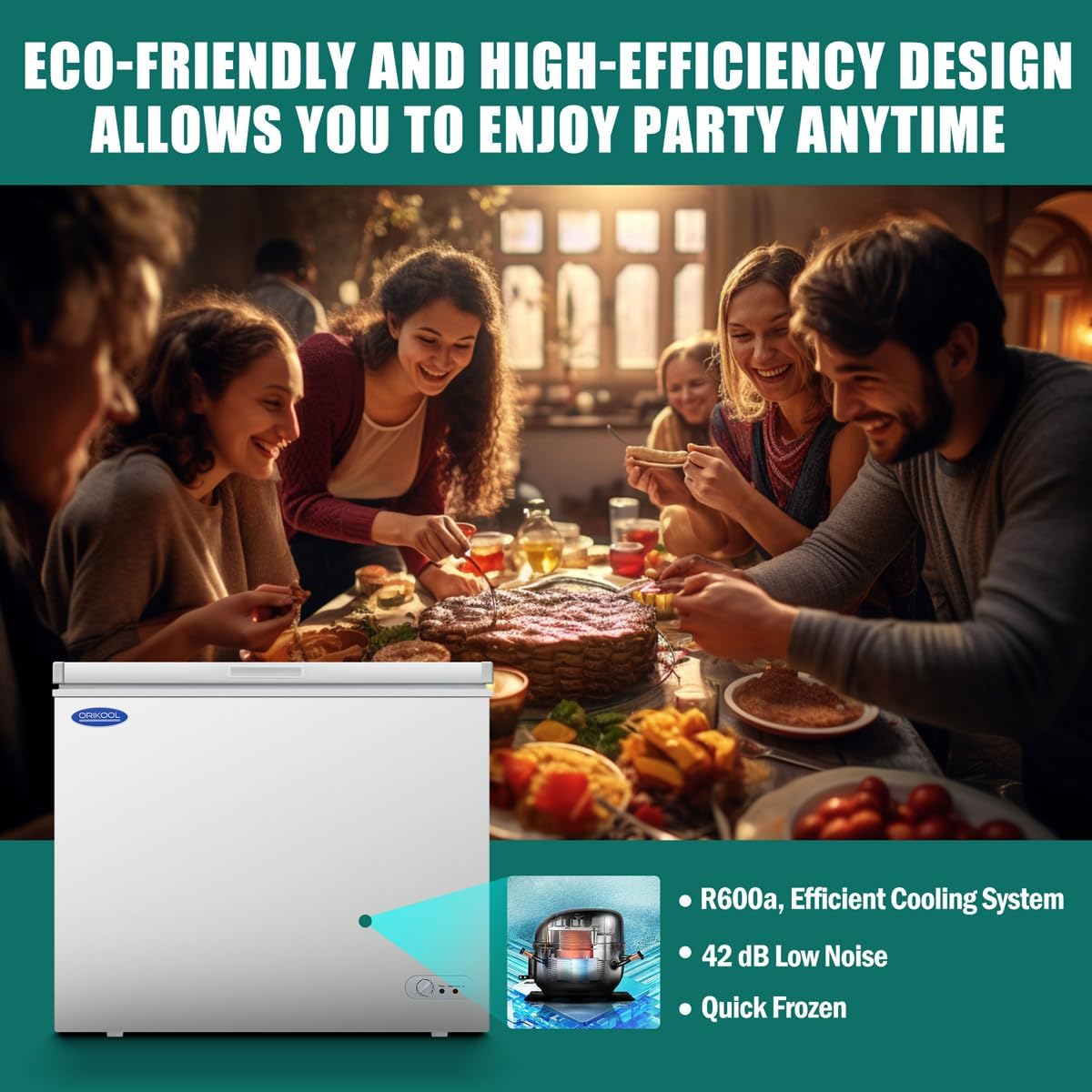 Chest Freezer 7.0 Cu.ft Solid Top Commercial Deep Chest Freezers with Lockable Stay-Open Lid and Convenient Pulley, Perfect for Kitchen Parlor, Small Freezer With Low Noise & Energy Saving