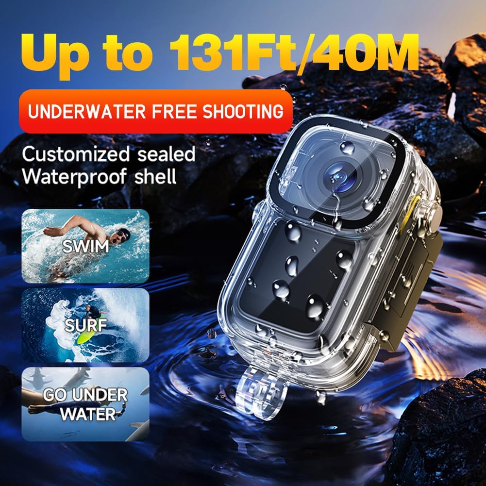 True 4K 30FPS 55MP WiFi Action Camera 4K Ultra HD 6 Axis Anti-shake Dual Screens HDR Vlog Camera 4K Camcorder Outdoors Underwater Camera with Waterproof case Remote Control, 64GB Micro SD Card