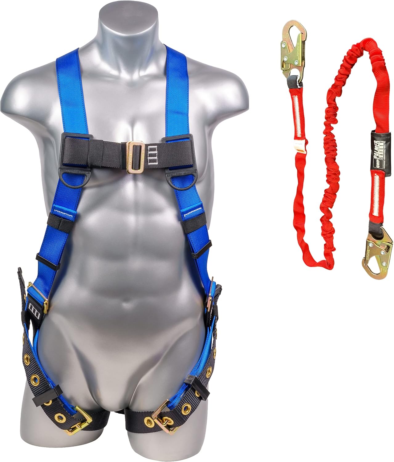 Palmer Safety ATERET Bundle 1D Full Body Safety Harness 6' Safety Lanyard I OSHA Compliant Arrest Kit I Ideal for Construction & Scaffolding Use Pack of 2