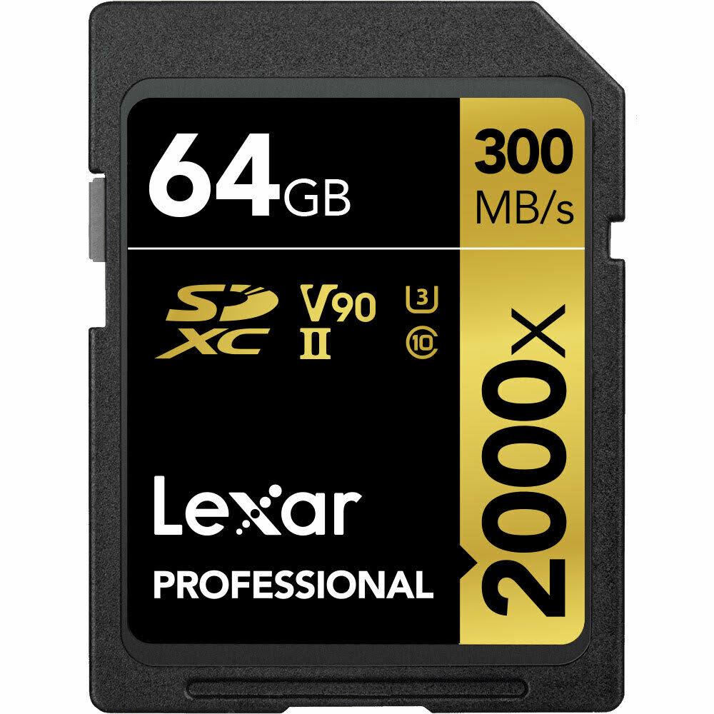 Lexar LSD64GCBNA2000R Professional 2000X 64GB SDXC UHS-II Memory Card